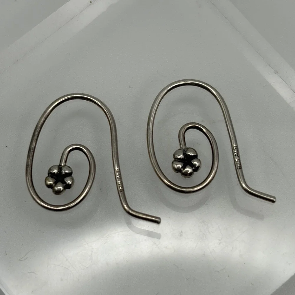 RETIRED Genuine PANDORA Compose Dangle EARRINGS FLOWER Medium POSTS Hooks 290603 - Picture 2 of 5